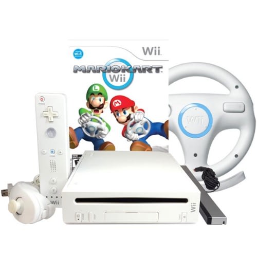 Wii Console With Mario Kart Wii Bundle - White