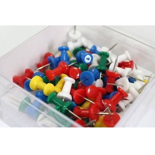 50pcs Push Pins With Multicolor Plastic Head With Metal Point - 4 Packs