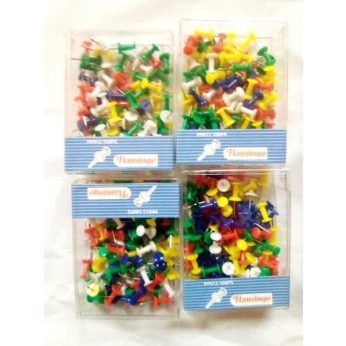 50pcs Push Pins With Multicolor Plastic Head With Metal Point - 4 Packs