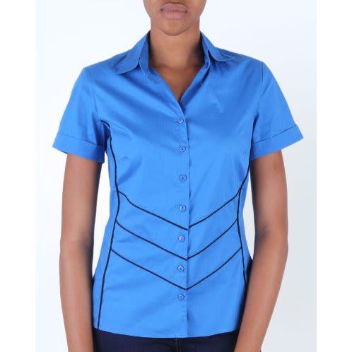 Stripped Short Sleeve Shirt - Blue