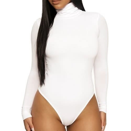 Long Sleeve Turtleneck Bodysuit - White