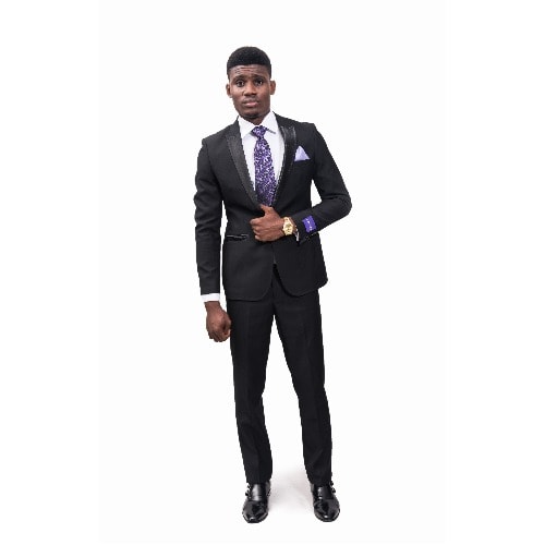Wool Blend Tuxedo Suit - Black