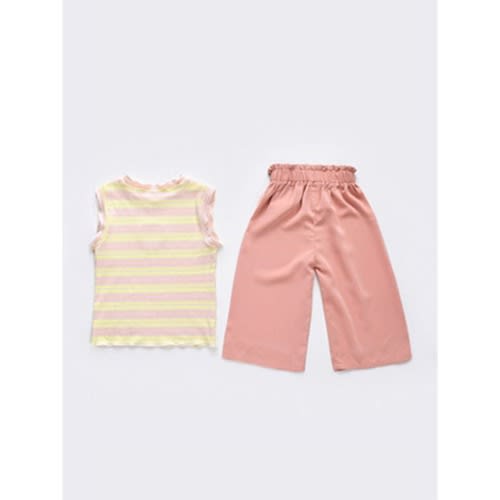 2-piece Girl Sequins Love Heart Stripe Tank Top With Wide Leg Pants