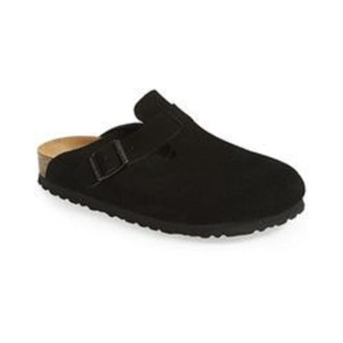 Black Soft Footbed Suede Slippers
