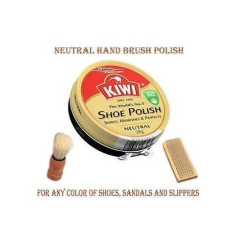 Neutral Kiwi Hand Brush Polish For All Leather Footwear - 38g