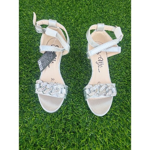 Girl's Dress Sandal With Transparent Heels -  Silver