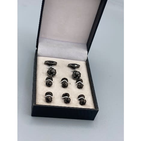 Men's Polished Steel Cuff Links Set - Black