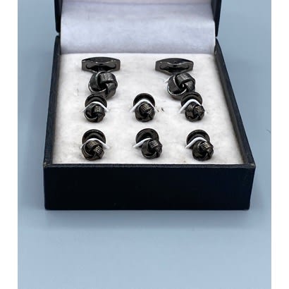 Men's Polished Steel Cuff Links Set - Black
