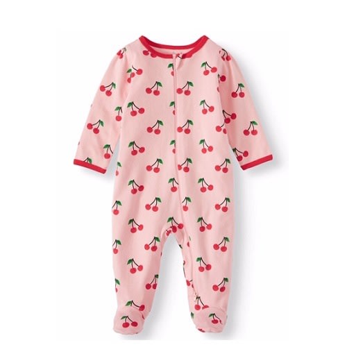 Baby Girl Organic Cotton Sleep & Play Sleeper Pyjamas - Cherry