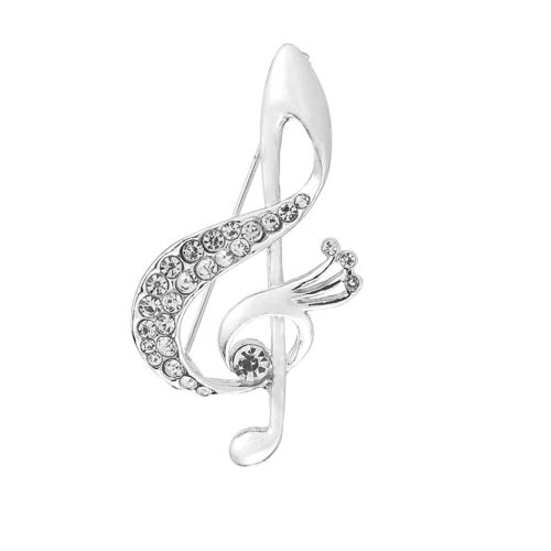 Crystal Music Note Brooch With Free Pouch-silver