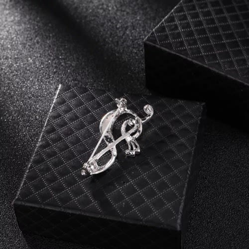 Crystal Music Note Brooch With Free Pouch-silver