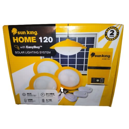 HOME 120 Solar Lighting System - 800 Lumens - 4 Light Bulbs - USB Mobile Phone Charging