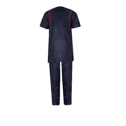 Senator Traditional Wear - Navy Blue With Red Chest Details For Boys