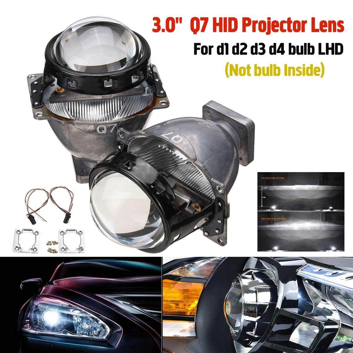 1 Pair 3.0'' D Q7 HID Headlight Bi-Xenon Projector Lens For D1 D2 D3 D4 Bulb Upgrade (LHD)