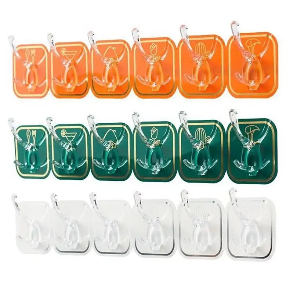 6PCS Adhesive Kitchen Wall Hook Suction Hanger Bathroom