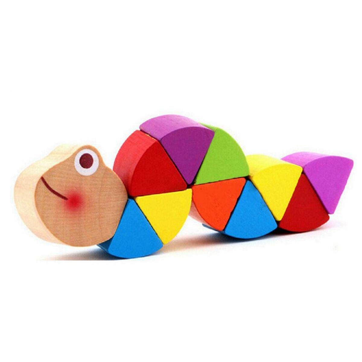 [2x13cm (0.7"x5.1") Insect Puzzle Educational Wooden Toys Baby Children Fingers Training Twisting Worm Toy Multicolor