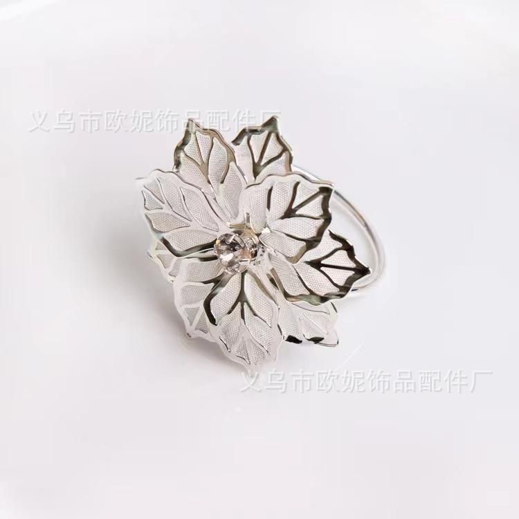 Hotel Silver Gold Napkin Buckle High Texture Mesh Napkin Ring Diamond Flower Napkin Ring Cloth Ring Factory Wholesale gold