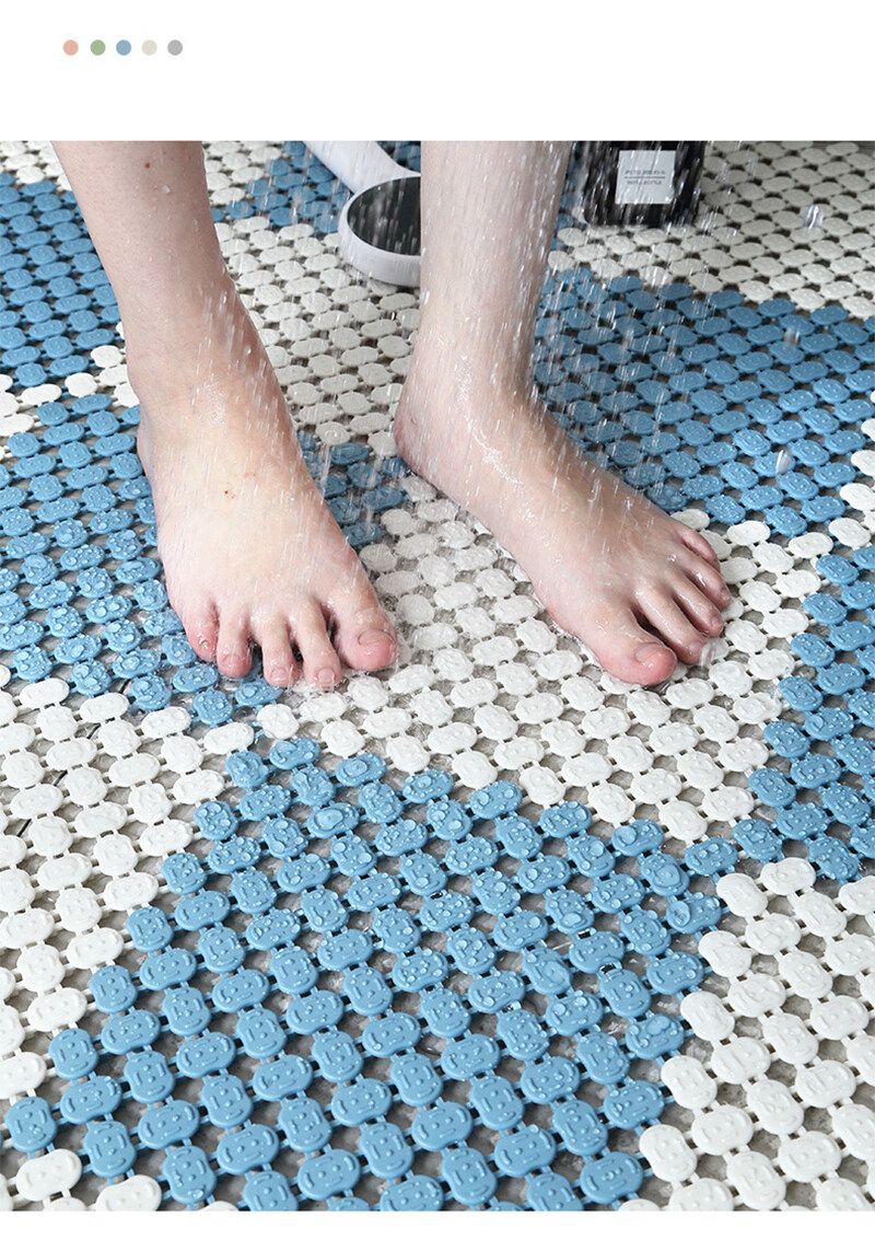 DIY Splice Bath Mat Anti Slip Massage Shower Carpet Grid PVC Plastic Mats For Stitching Puzzle Pad Bathroom Accessories White