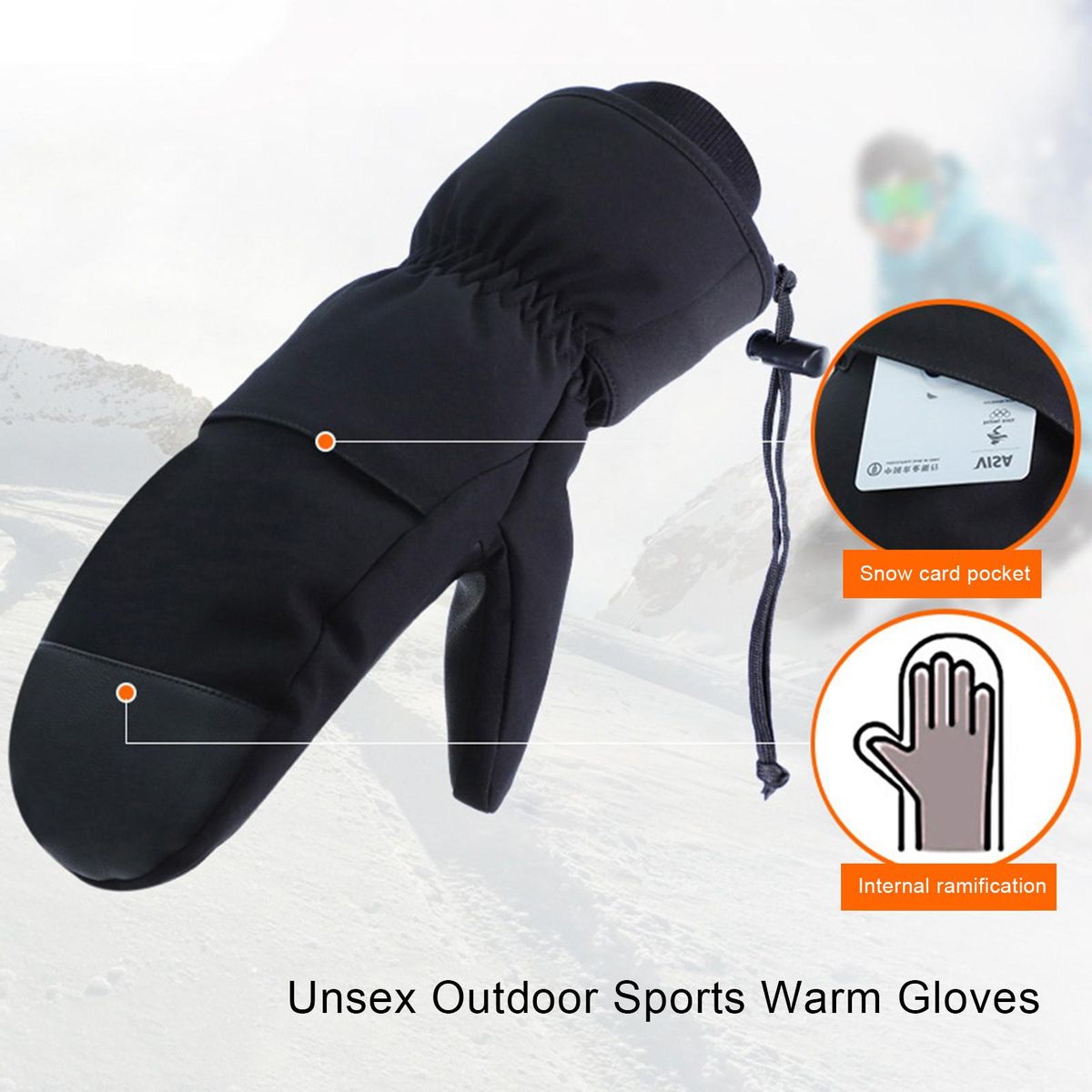 1 Pair Warm Touch Screen Finger Winter Black