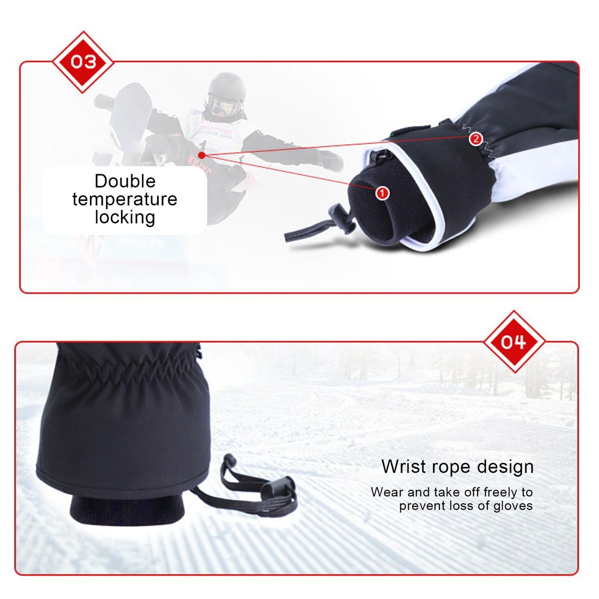 1 Pair Warm Touch Screen Finger Winter Black