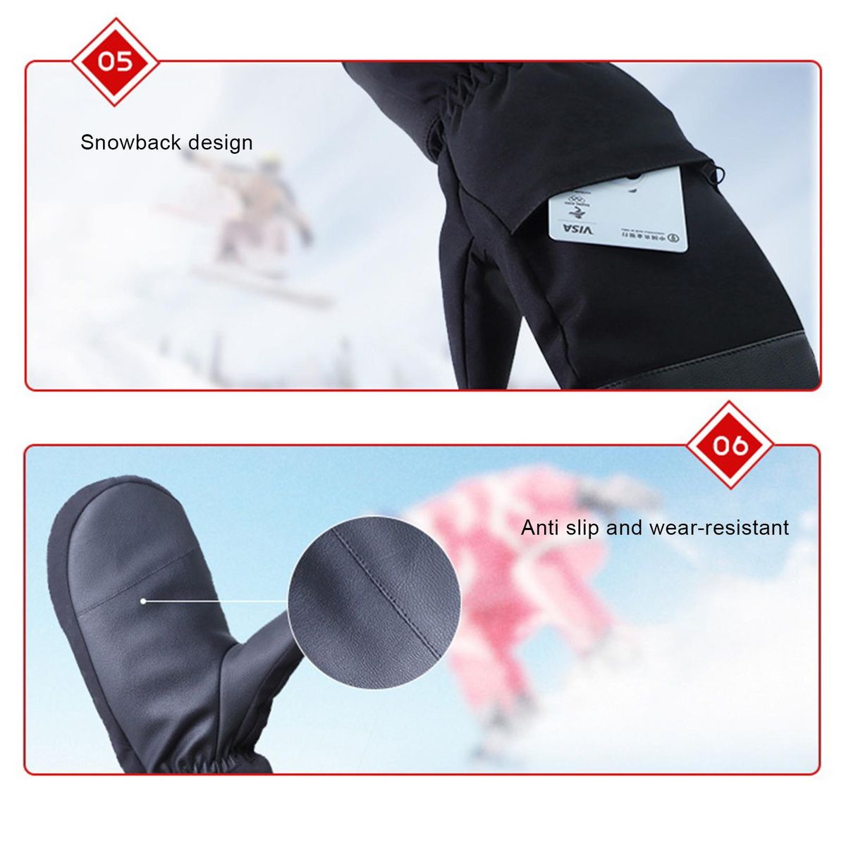 1 Pair Warm Touch Screen Finger Winter Black