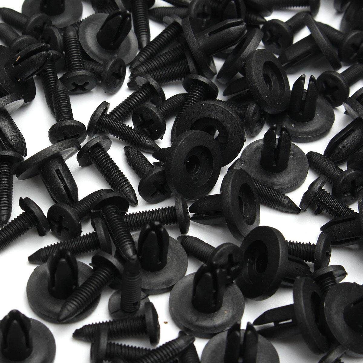 100pcs Auto 6mm Hole Dia Plastic Rivets Fastener Fender Bumper Push Pin Clips