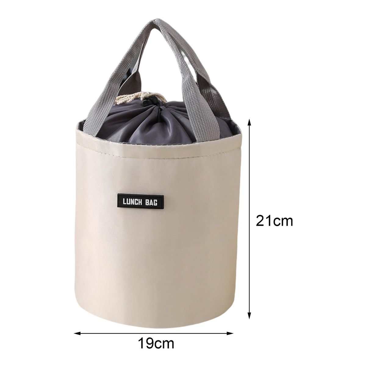 Lunch Bag Round Thermal Jar Container Beige