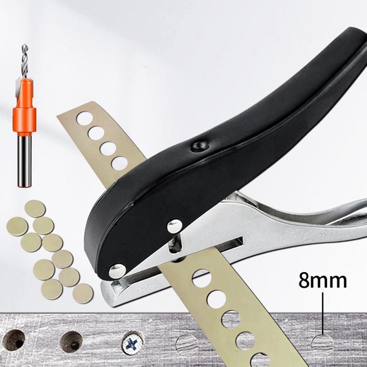 Punching Tool 8MM Hole Edge Banding Punching Pliers Screw Hole Hat Woodworking Tool Leather Hole Punch Hidden Hole