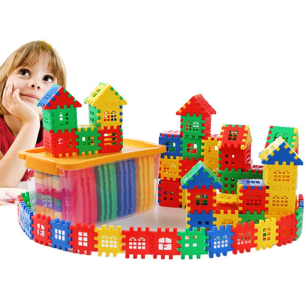 66 Pieces Plastic House Building Construction Blocks Puzzle, Children
