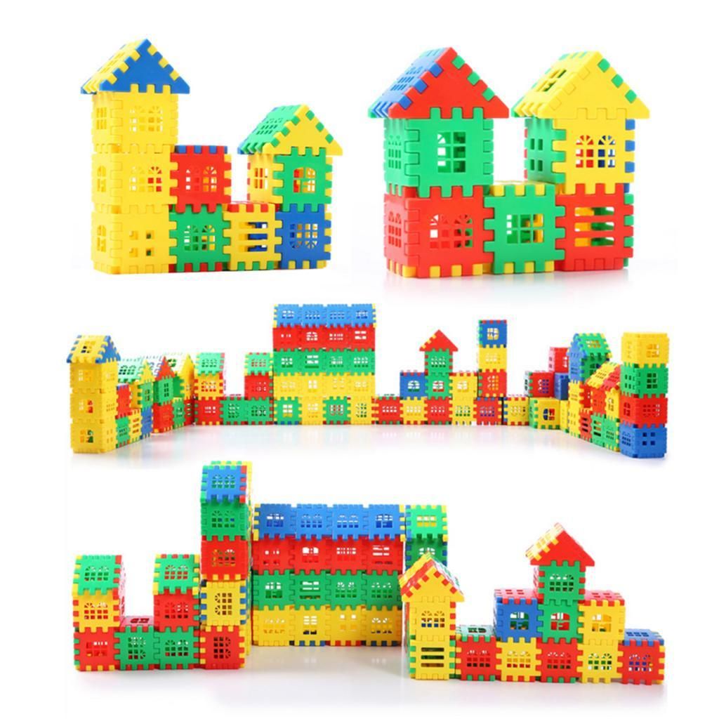 66 Pieces Plastic House Building Construction Blocks Puzzle, Children
