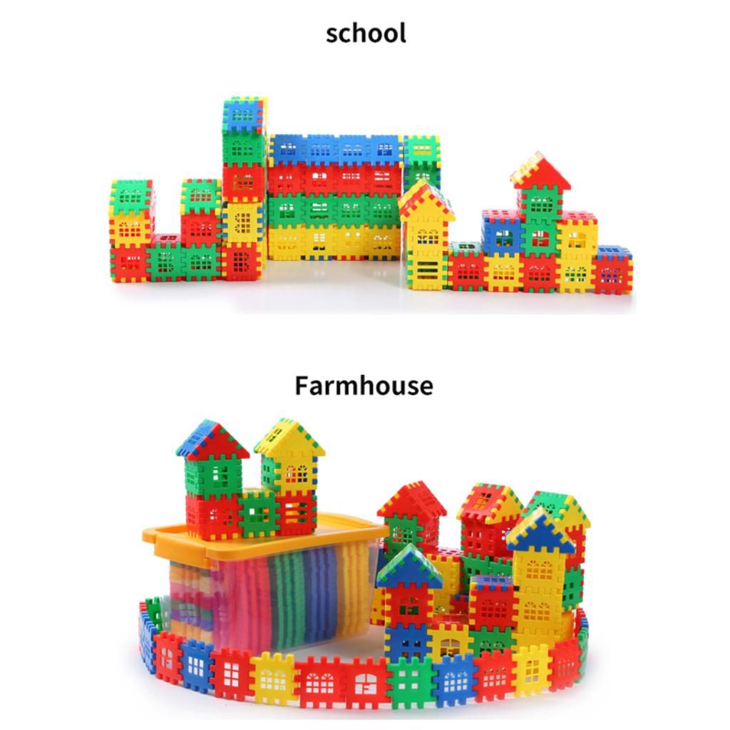 66 Pieces Plastic House Building Construction Blocks Puzzle, Children