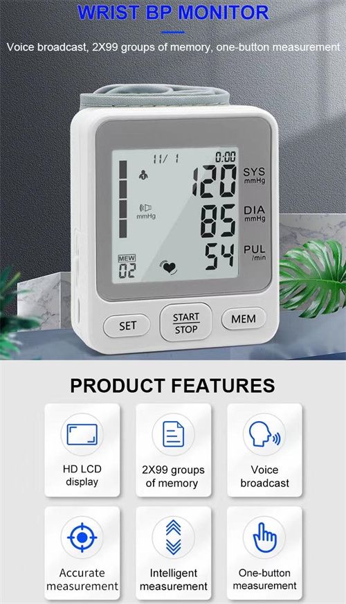 Wrist Blood Pressure Monitor Detects Heart Rate BP Monitor