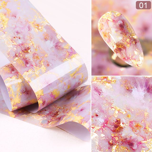 100/50x4cm Nail Foils Marble Series Pink Blue Foils Paper 1