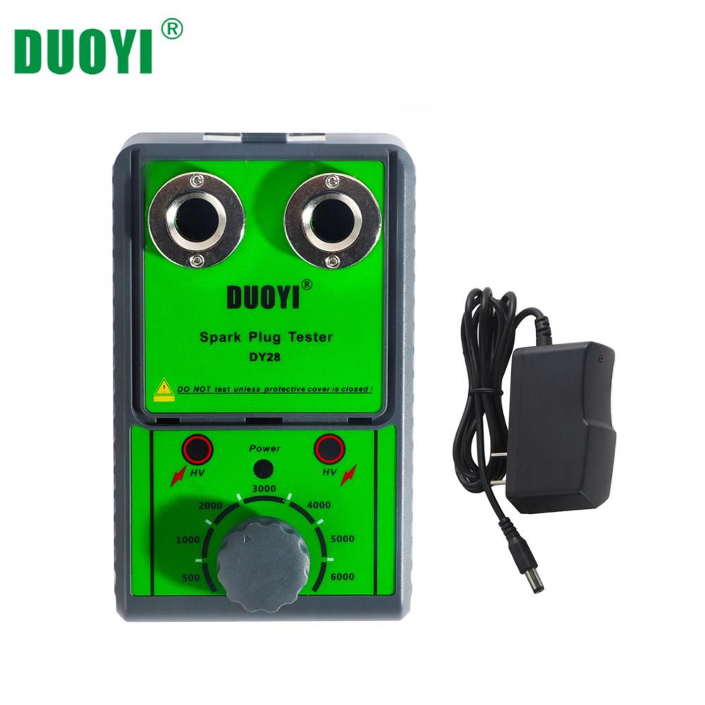 DUOYI DY28 12V Car Spark Plug Tester Dual Hole Lgnition Plug Analyzer Tool Scanner Gasoline Vehicles Petrol Car Ignition Testers