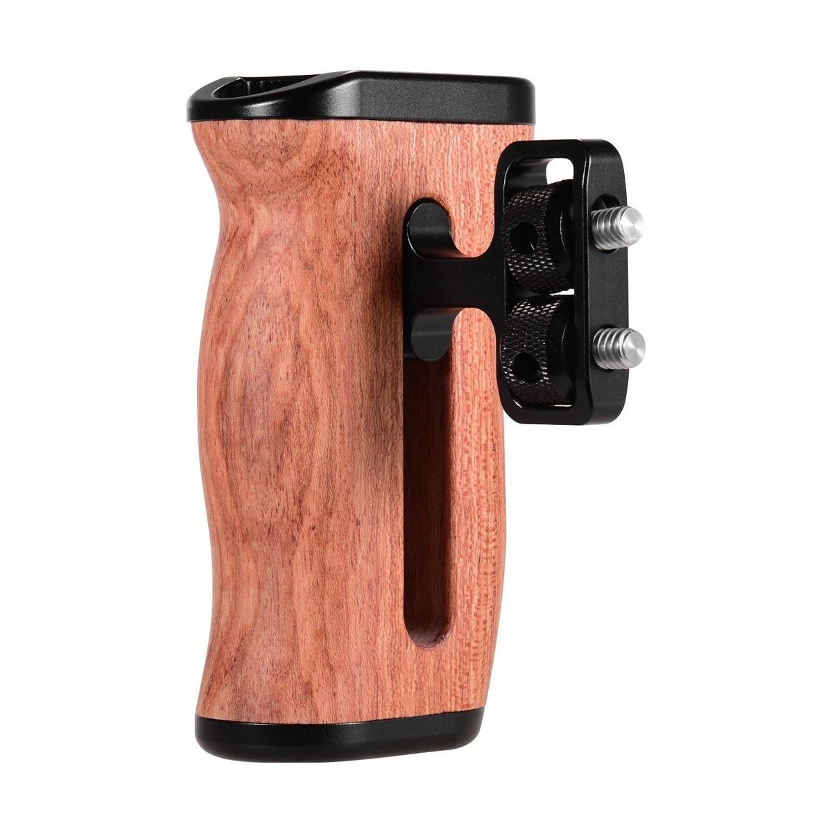 Universal Camera Cage Wooden Handle Side Hand Grip with Cold Shoe Mount 1/4 Inch & 3/8 Inch Screw Holes Photography Accessories, Pack of 1pc