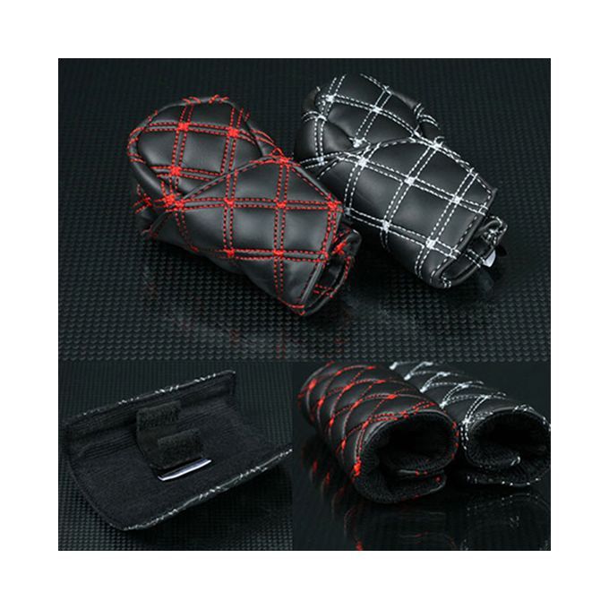 2Pcs/Set Faux Leather Hand Brake Shift Knob Cover Gear-Red