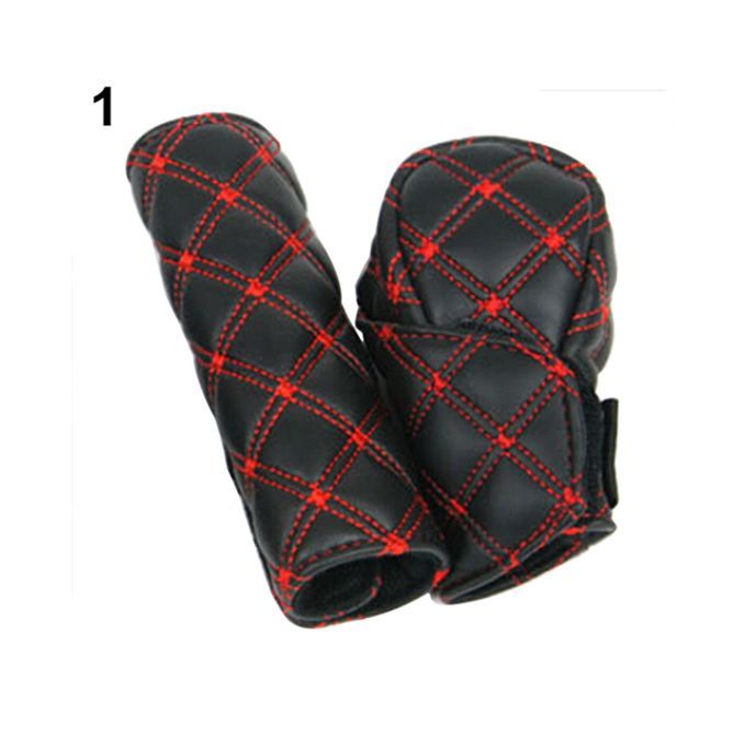 2Pcs/Set Faux Leather Hand Brake Shift Knob Cover Gear-Red