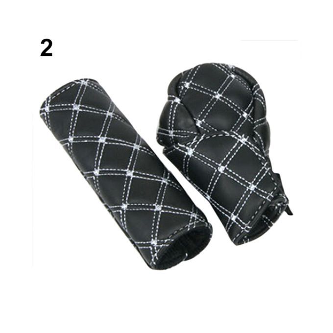 2Pcs/Set Faux Leather Hand Brake Shift Knob Cover Gear-Red