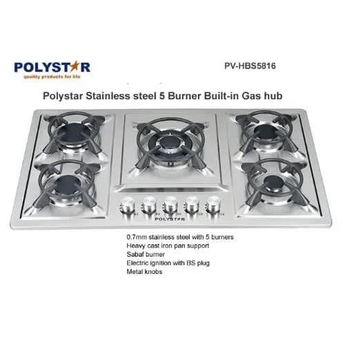 90CM 5 Gas Burners Stainless Steel Built In Cabinet Cooker-pv-hbs5816