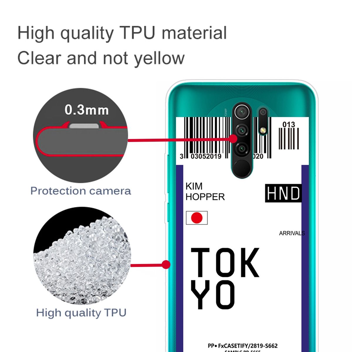 For Xiaomi Redmi 9 Boarding Card Pattern TPU Case
