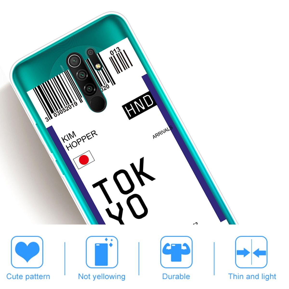 For Xiaomi Redmi 9 Boarding Card Pattern TPU Case