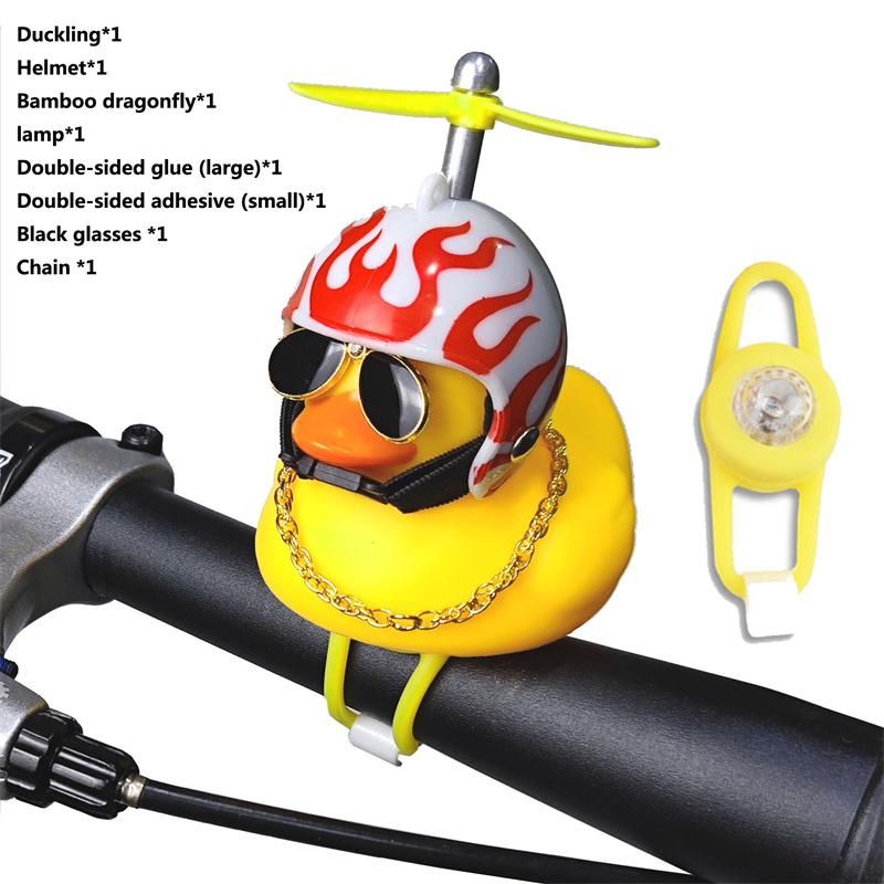 Bicycle Bell Rubber DuWith  Propeller Cool Glasses Bike Horn Glow-In-The-Dark Bike Accessories