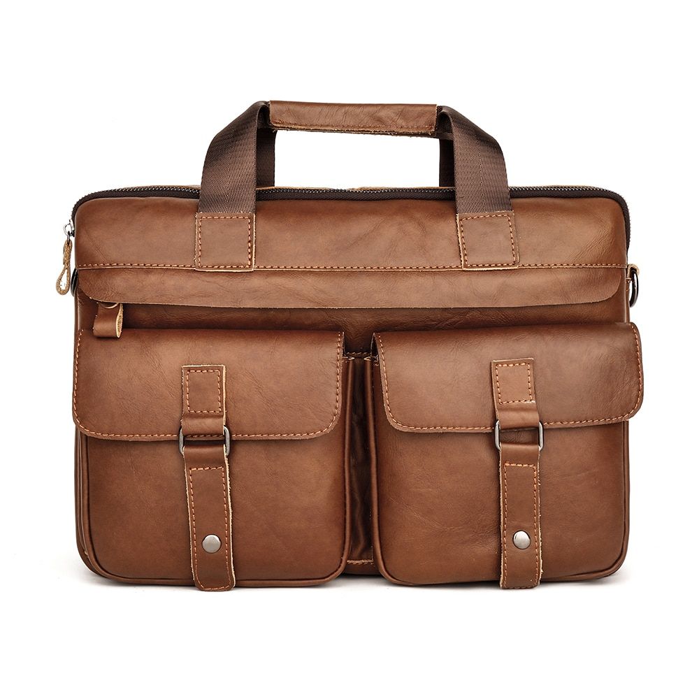 Genuine Leather Men's Briefcases 15.6\