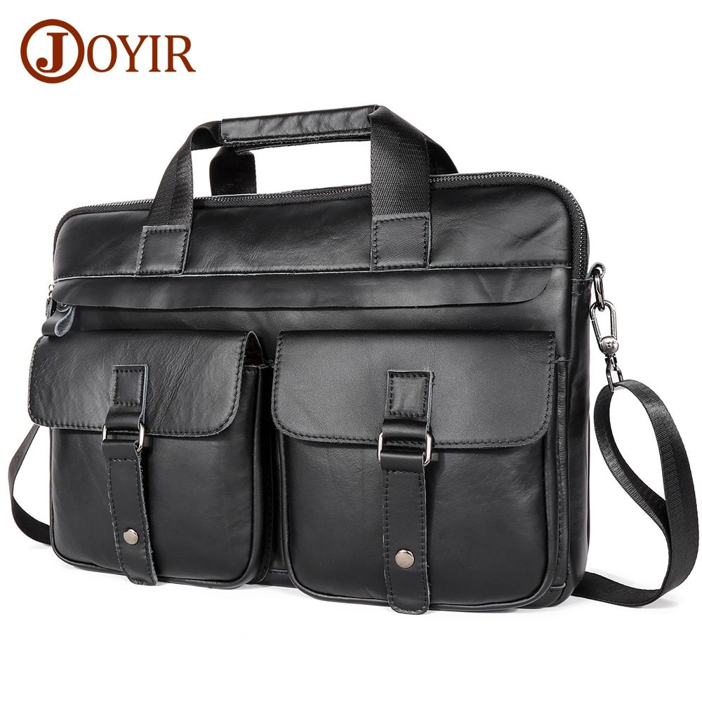 Genuine Leather Men's Briefcases 15.6\" Laptop Bag Office Bags For Men Document Business Messenger Bag Shoulder Bag Handbag