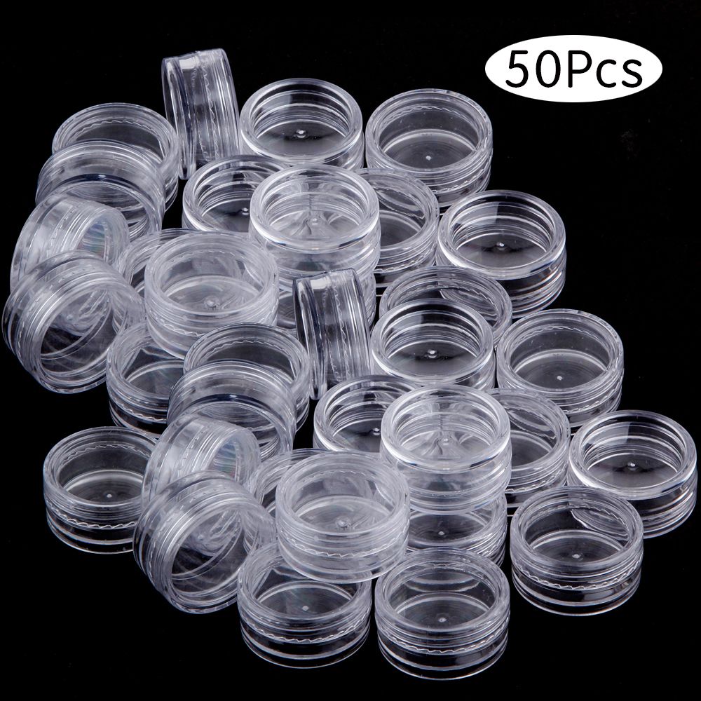 10/20/30/50Pcs Empty Plastic Bottle Jewelry Bead Refillable Bottles Small Round Cosmetic Container Storage Jars Portable Box(#50Pcs Empty Box)