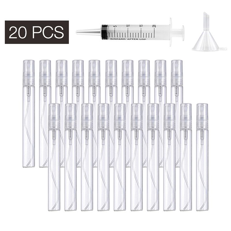2/3/5ml Mini Plastic Spray Bottle Refillable Oil Bottles Atomizer Mini Protable Cosmetics Container With Syringe(#20pcs)