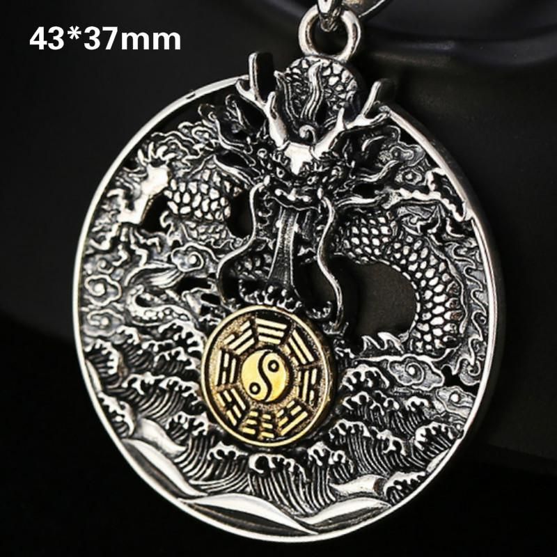 Bagua Dragon 43x37mm Lucky Charms Neckalce Pendant