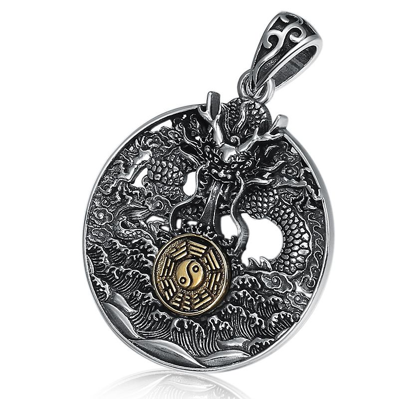 Bagua Dragon 43x37mm Lucky Charms Neckalce Pendant