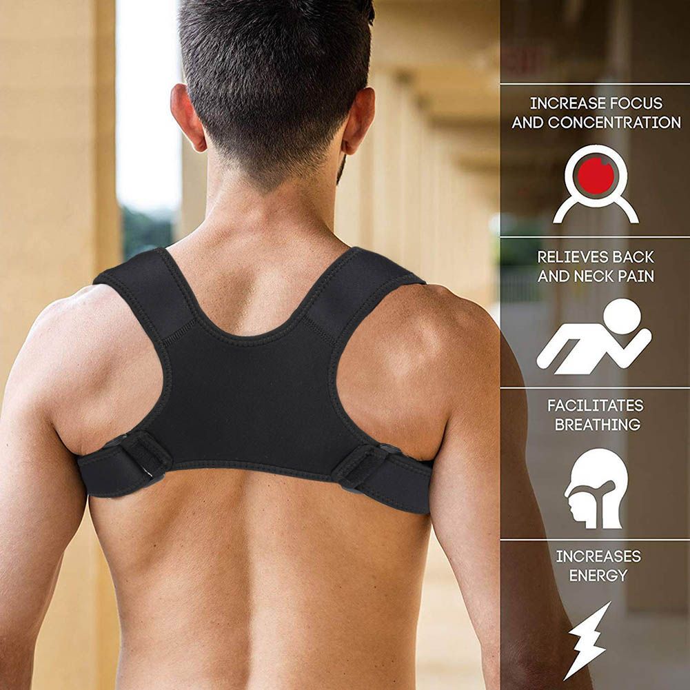 Posture Corrector Adjustable Back Fracture Support Men/women Back Clavicle Spine Shoulder Correction Brace Belt Strap M2(#black)
