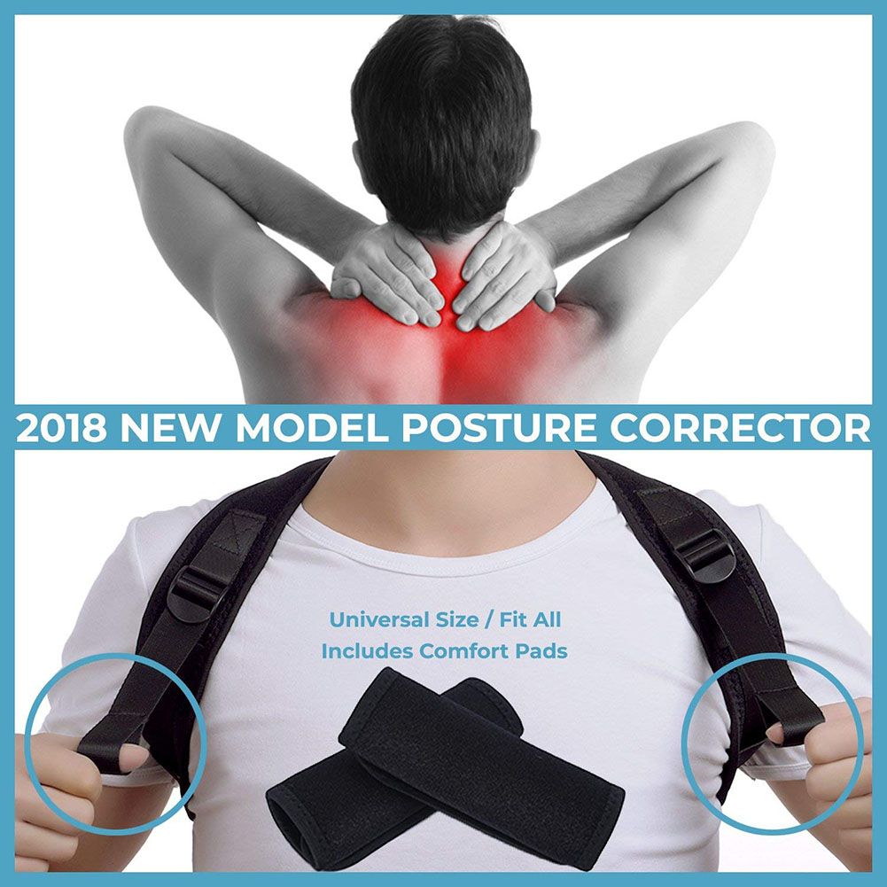 Posture Corrector Adjustable Back Fracture Support Men/women Back Clavicle Spine Shoulder Correction Brace Belt Strap M2(#black)